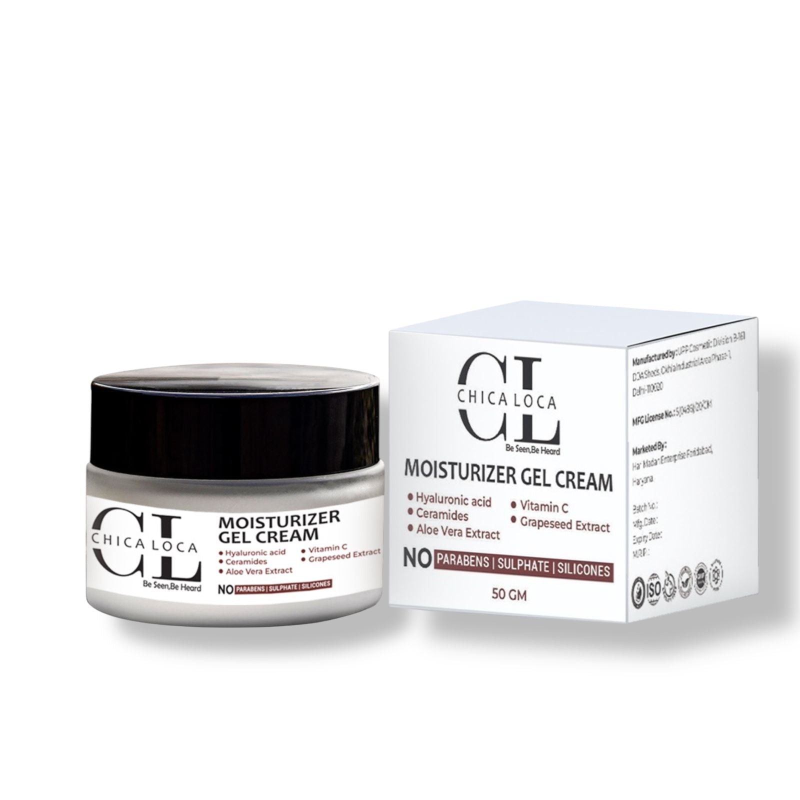 Chicaloca moisturizer gel cream  front view -hydarated face cream