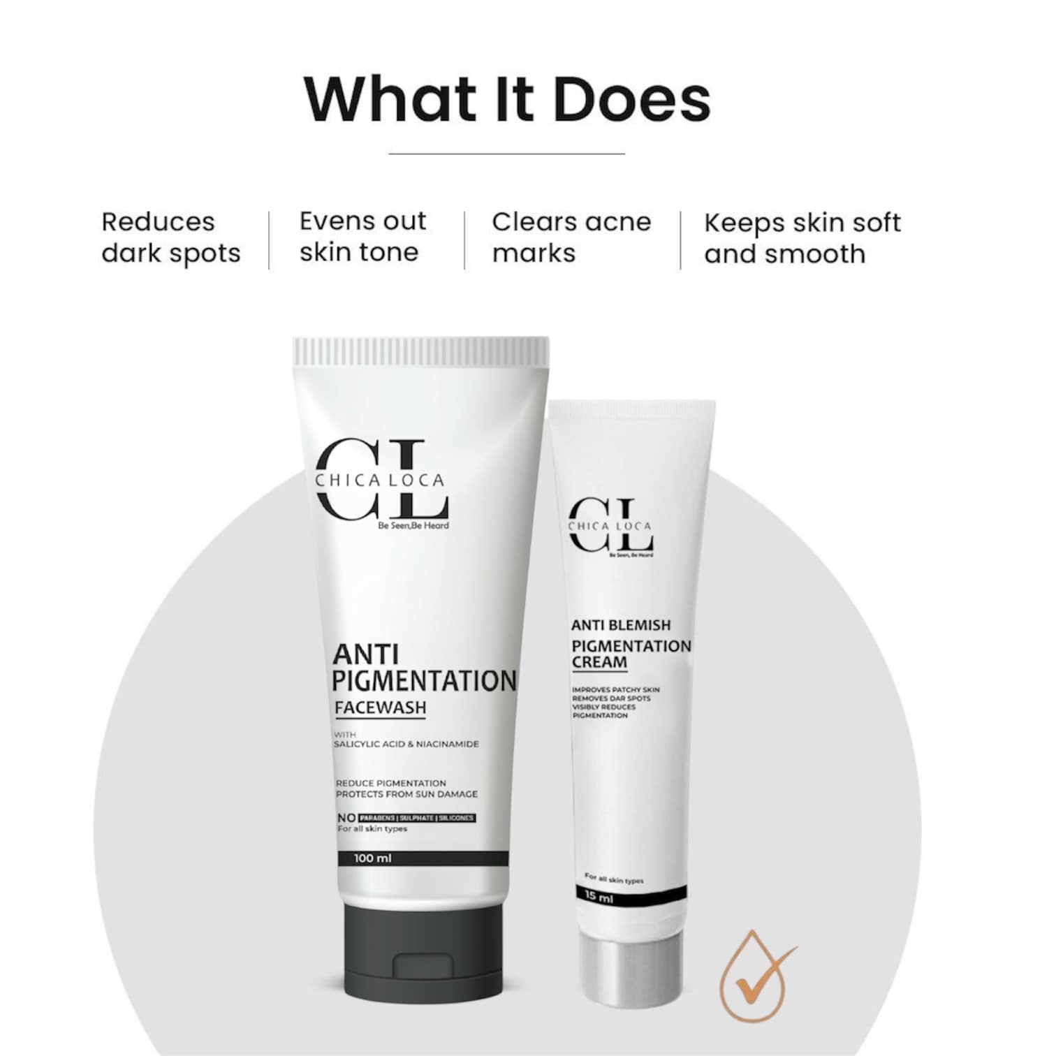anti pigmentation facewash in India -Chica Loca skincare for even tone and glow chica-loca.com