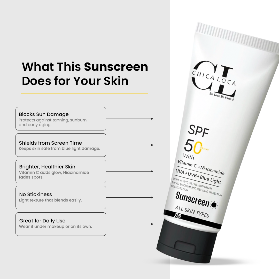 CHICA LOCA Sunscreen SPF 50 with natural ingredients for daily UV defense block sun damages