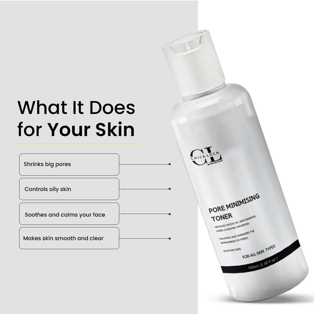 pore minimising toner packing removes oil and imprities