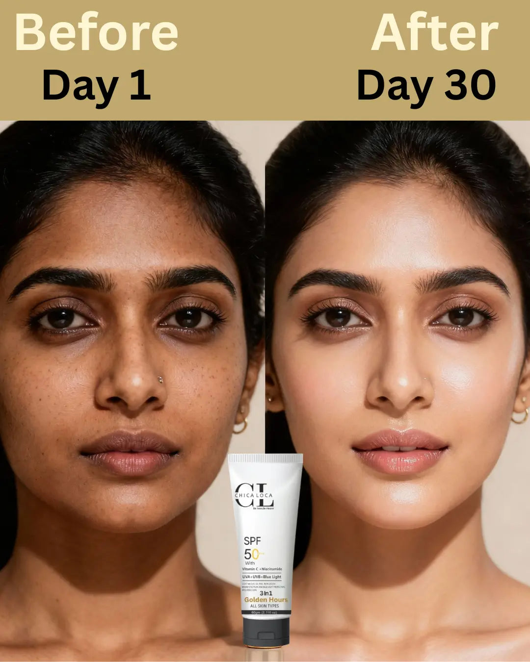 using chicaloca golden hours after 30 day result bright protect and hydrate skin