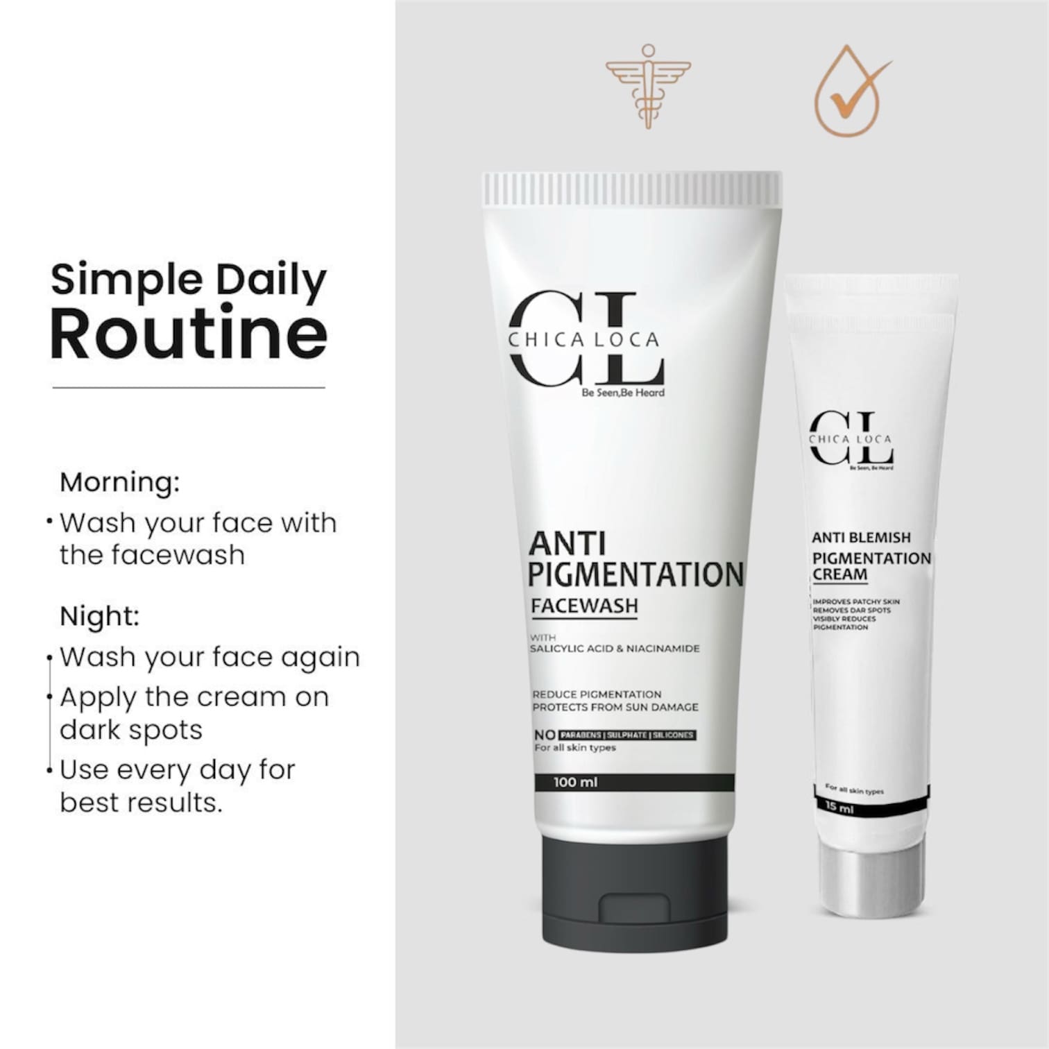 pigmentation facewash & cream in India – skincare for even tone and glow chica-loca.com