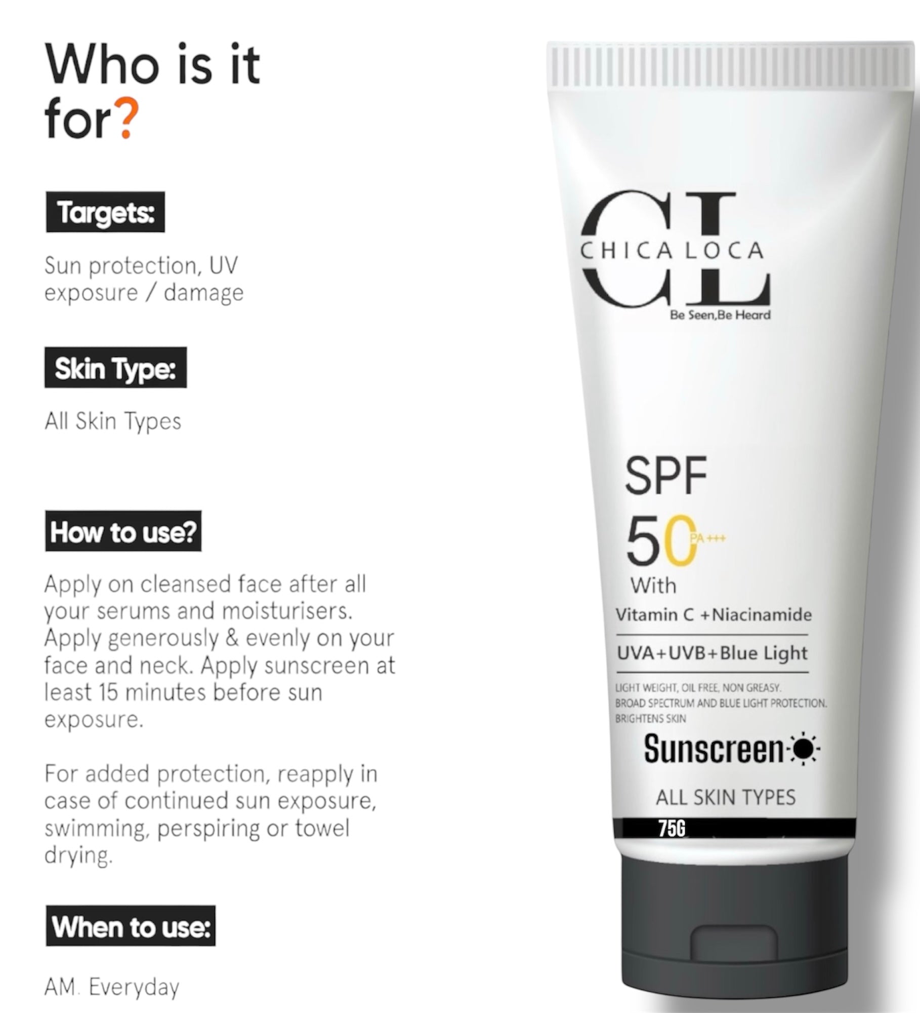 Vitamin c Niacinamide sunscreen for all skin type by chica-loca