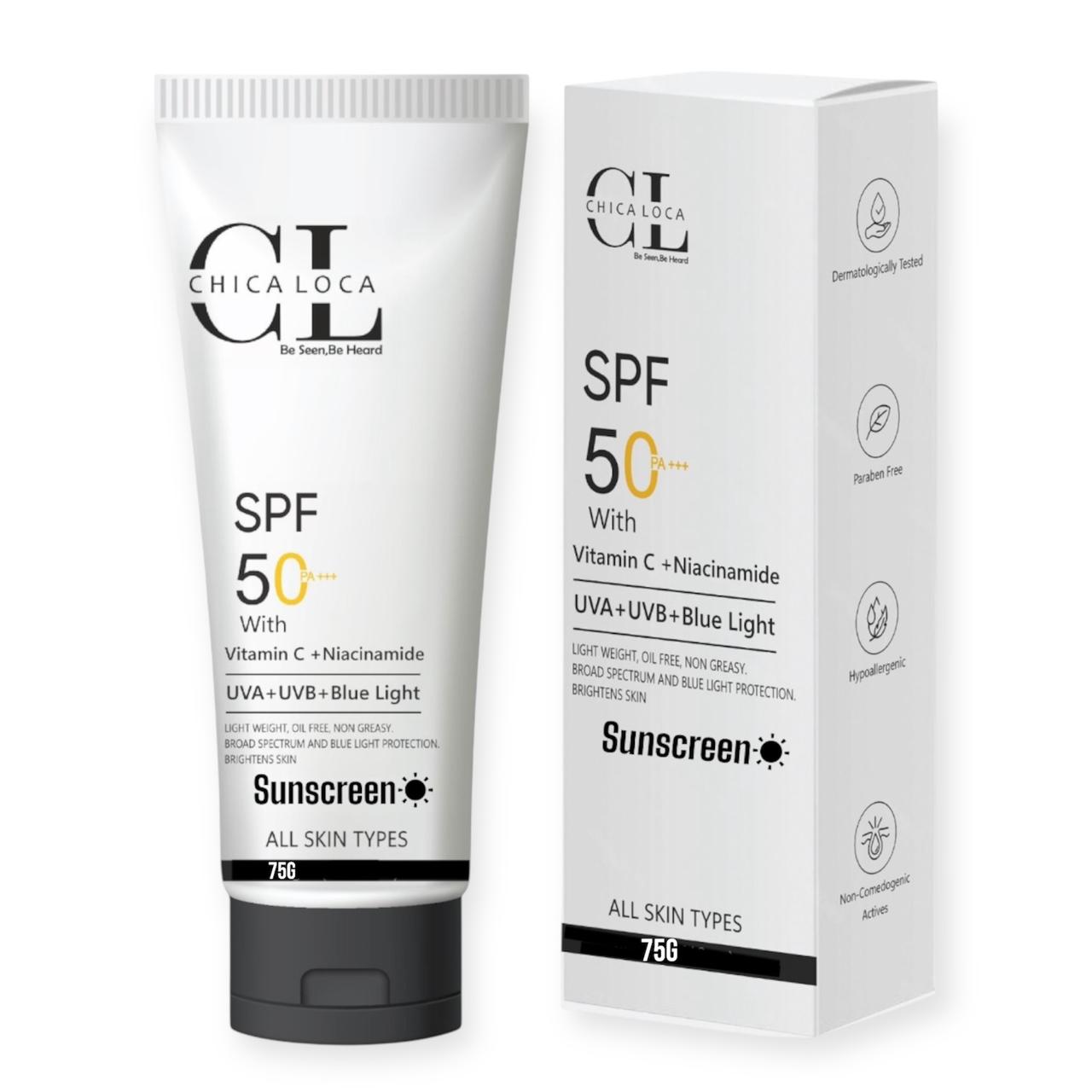 Vitamin c Niacinamide sunscreen front view -chica-loca skincare