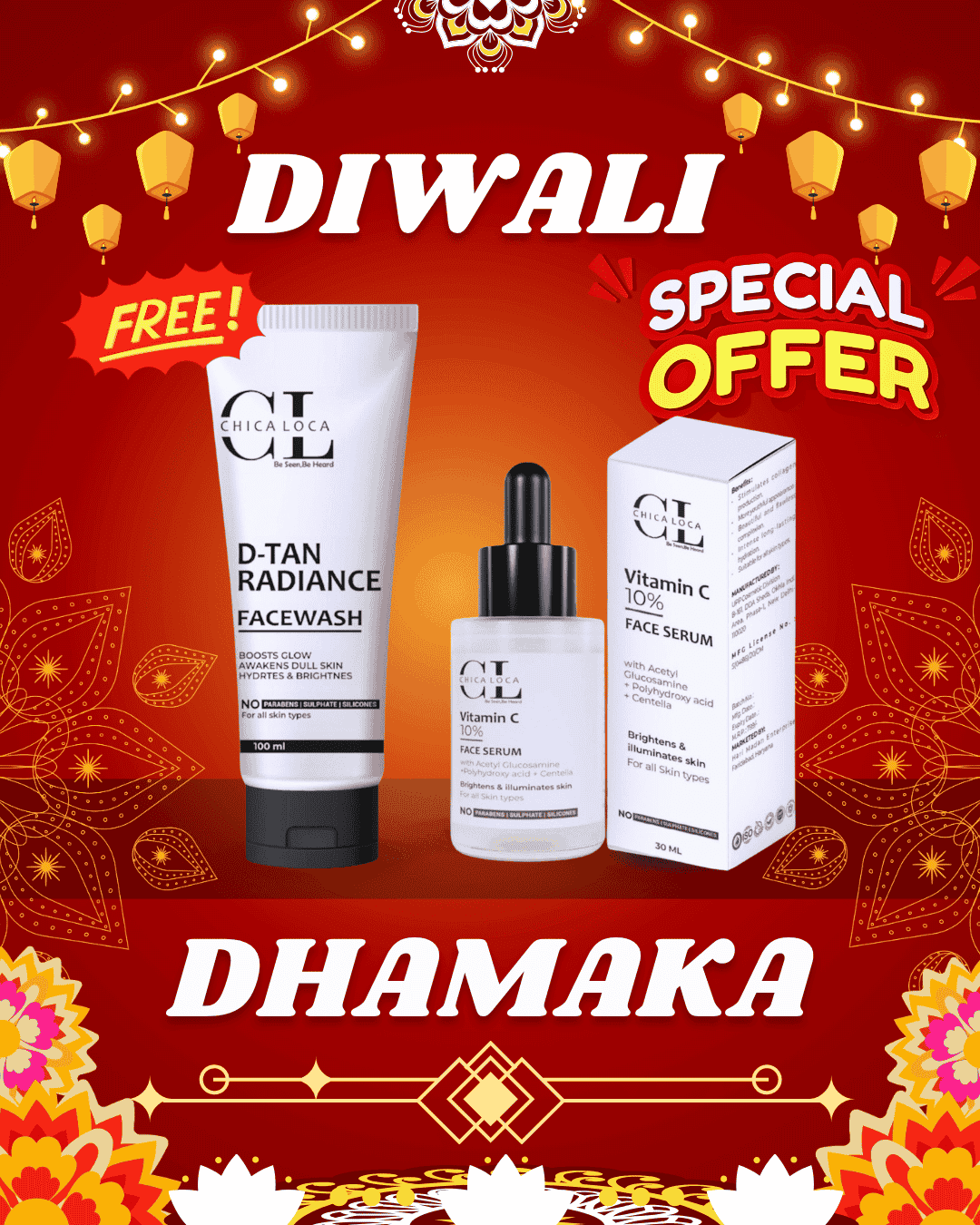 D-tan facewash + vitamin c serum by chica loca