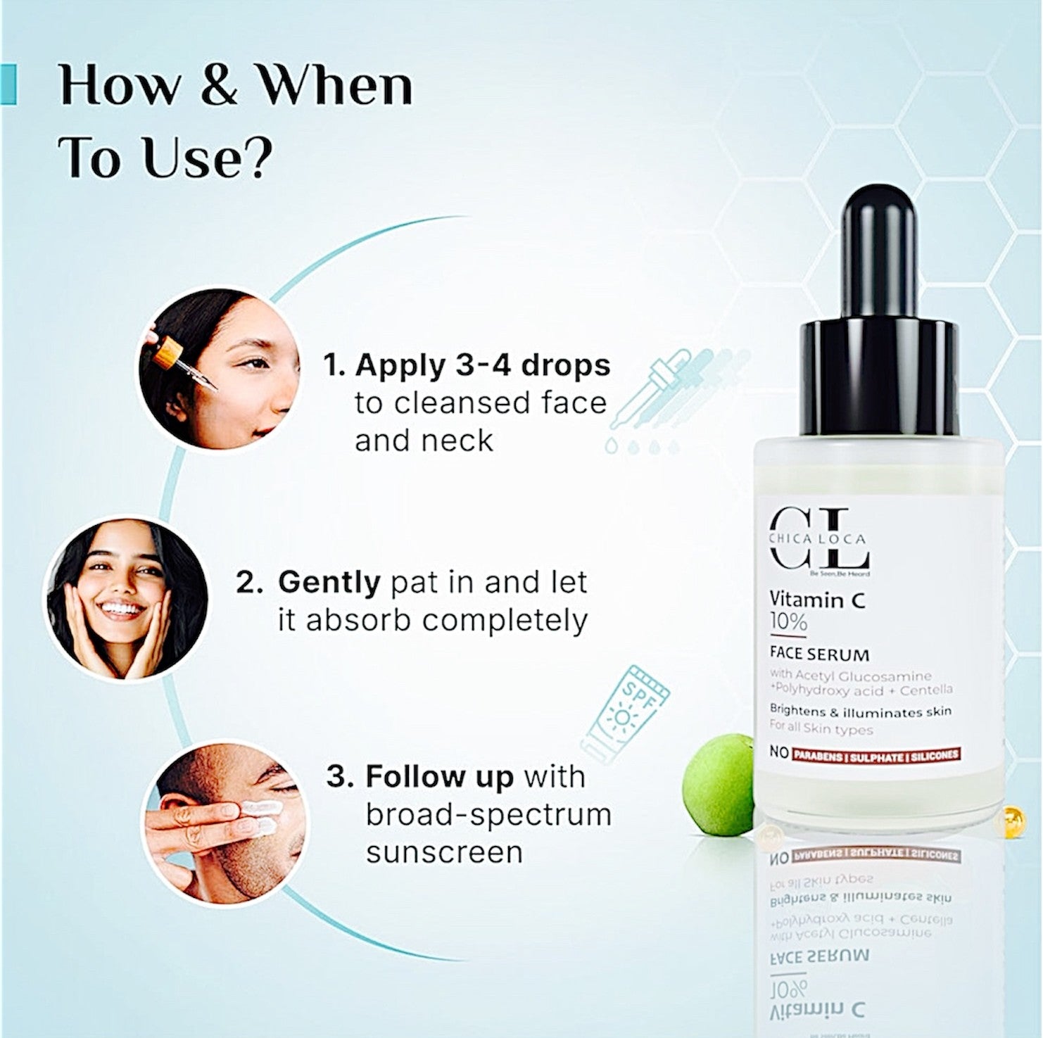 Natural Vitamin C Serum with citrus extracts for skin radiance – CHICA LOCA